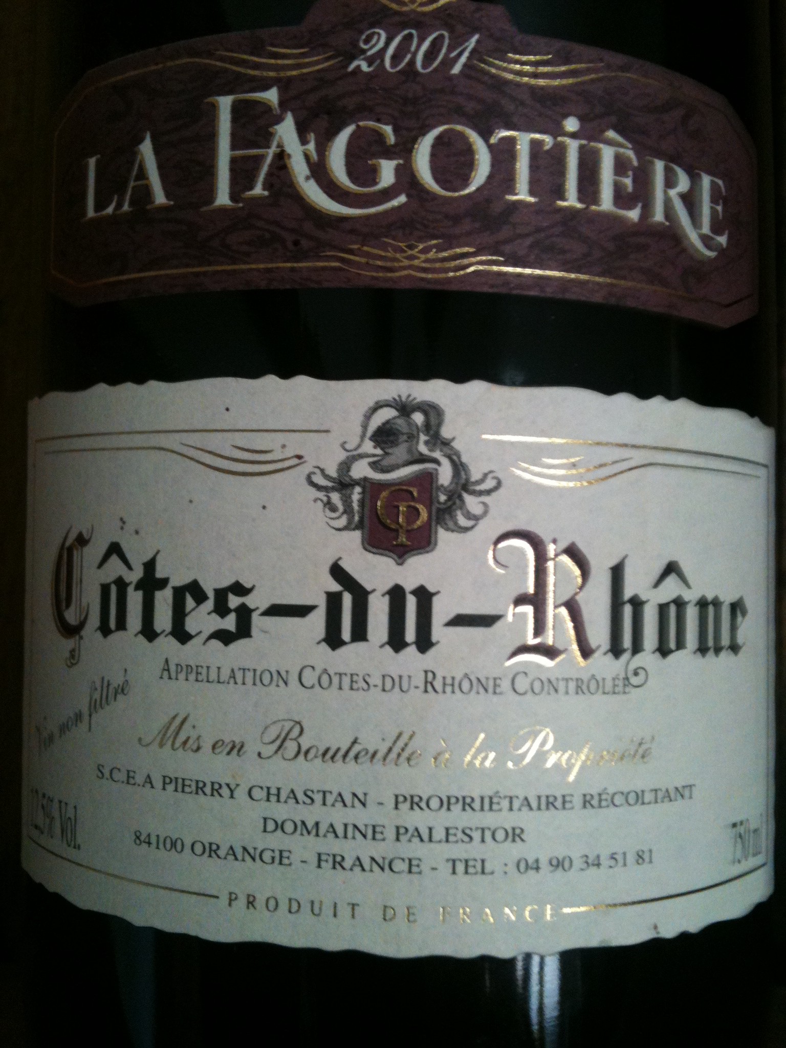 La Fagotière, Côtes-du-Rhône, 2001