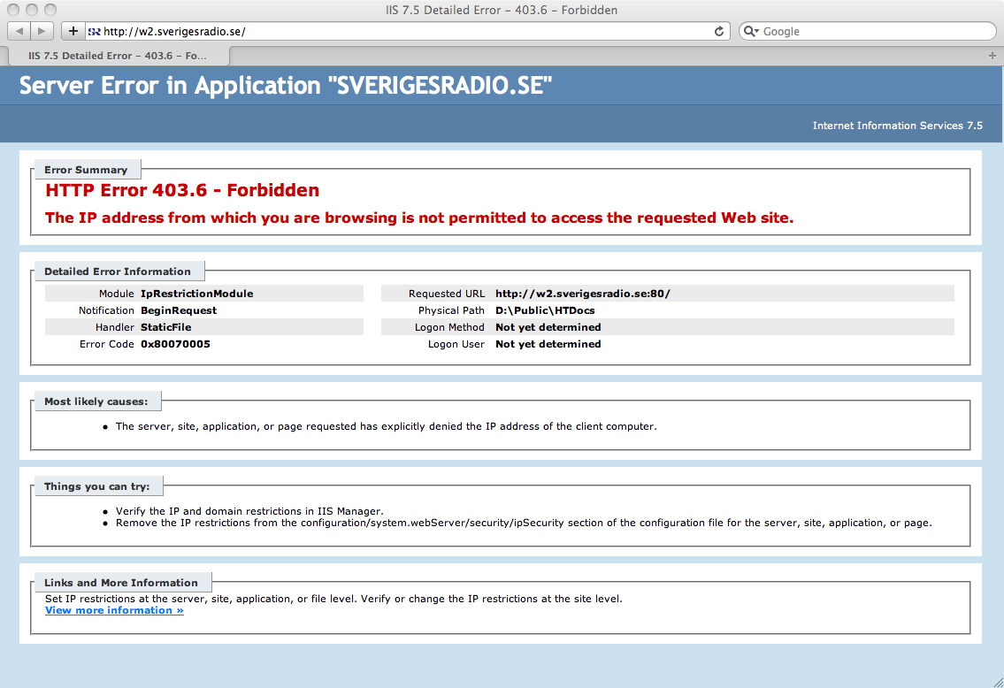 Sveriges Radio websida?