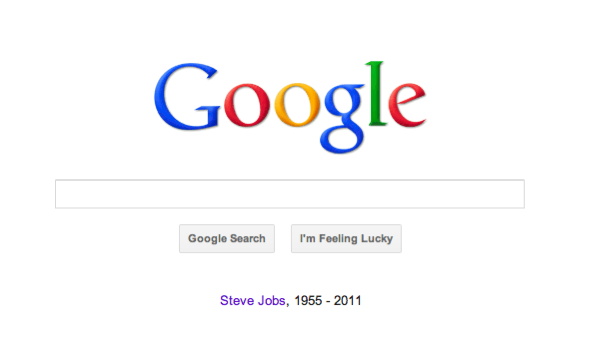 Google tribute to Steve Jobs
